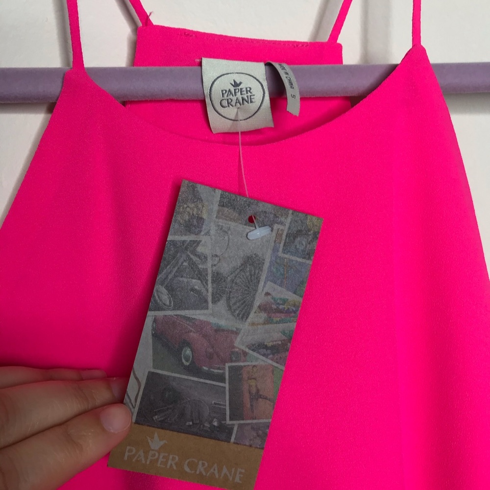 🌸 PAPER CRANE NWT Neon Pink Tank Top Size S - Picture 4 of 5